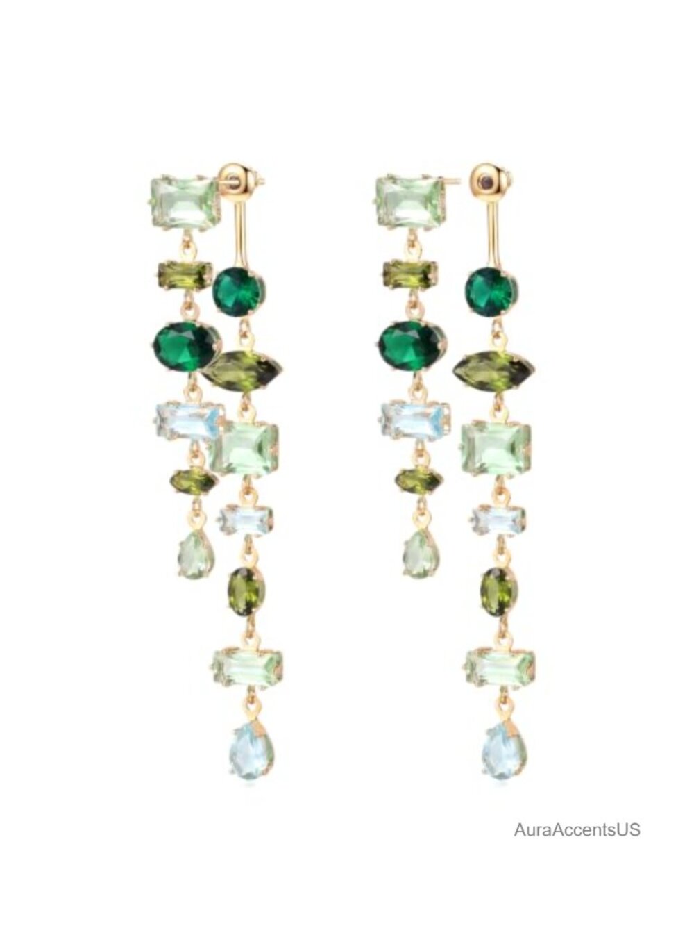 Gold Plated Cubic Zirconia Chandelier Dangle Earrings for Women